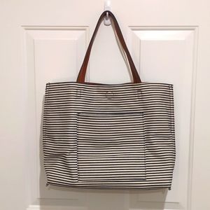 Cute White and Navy Striped Tote